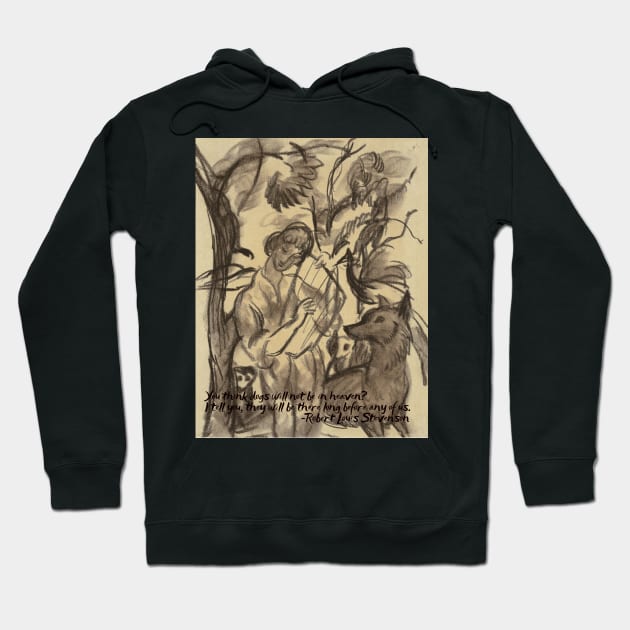 Robert Louis Stevenson with wisdom about dogs. Pic is August Macke, "Frau mit Lyra und Hund," 1913. Sourced from Library of Congress Hoodie by picsoncotton